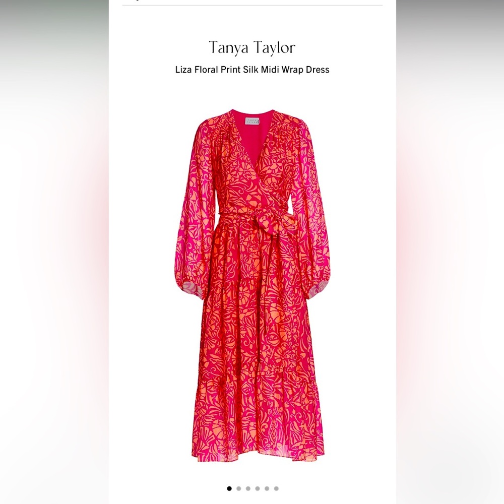 Tanya Taylor Liza Floral Print Silk Midi Wrap Dress
